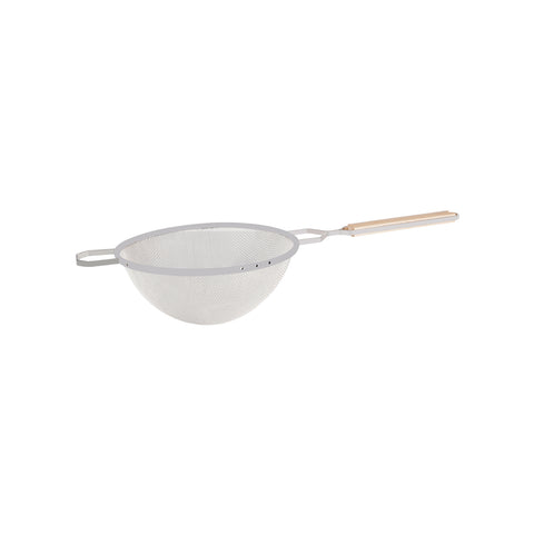 260MM STRAINER TIN WITH WOOD HANDLE