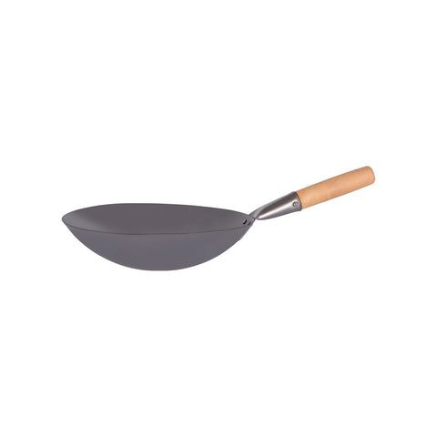 300MM IRON WOK WITH WOODEN HANDLE