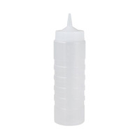 750ML CLEAR SAUCE BOTTLE AND LID GRADUATED