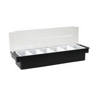 BLACK PLASTIC CONDIMENT DISPENSER, 6 COMPARTMENT