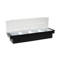 BLACK PLASTIC CONDIMENT DISPENSER, 4 COMPARTMENT