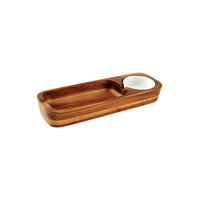 102X 300 WOODEN DIPPING PLATE WITH SAUCE DISH