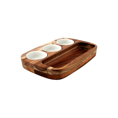 205 X 300MM WOODEN DIPPING PLATE SET