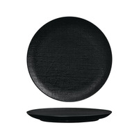 285MM LUZERNE LINEN BLACK ROUND FLAT COUPE PLATE