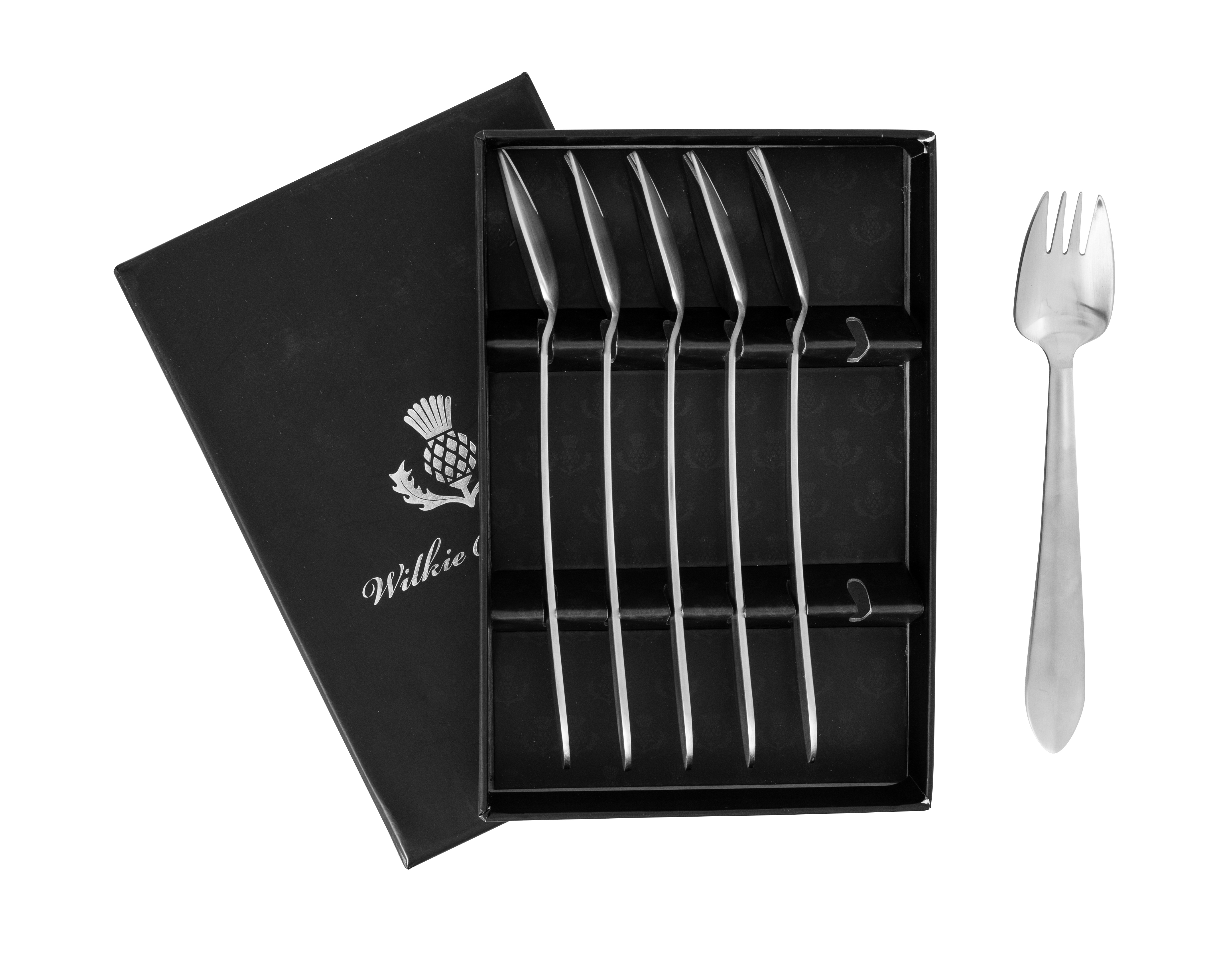 6 PIECE BUFFET FORK SET SATIN HANDLE