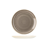 217MM STONECAST ROUND COUPE PLATE PEPPERCORN GREY