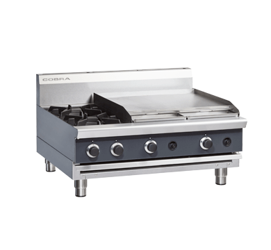 COBRA 2 OPEN BURNERS, 600MM GRIDDLE PLATE BENCH MO