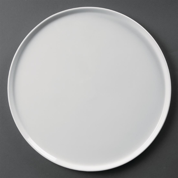 330MM PIZZA PLATE WHITE WITH RIM OLYMPIA