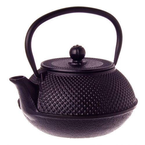 800ML CAST IRON TEA POT BLACK HOBNAIL