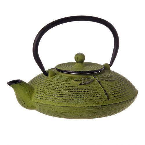 770ML CAST IRON TEA POT -DRAGONFLY GREEN