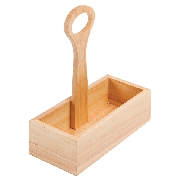 240X 230X 100 WOODEN CONDIMENT HOLDER WITH HANDLE