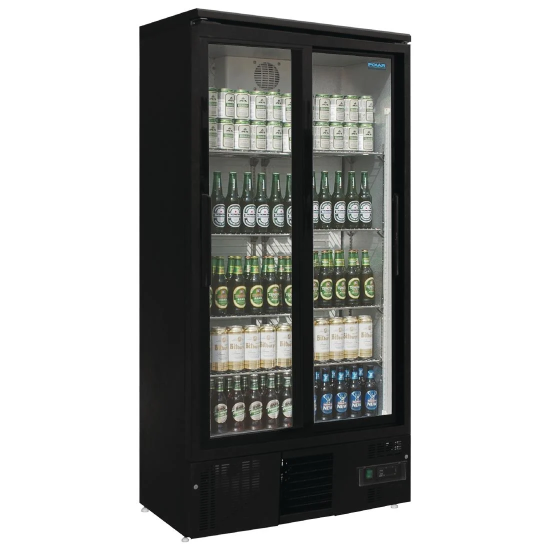 490LTR POLAR UPRIGHT SLIDING DOORS BAR FRIDGE.