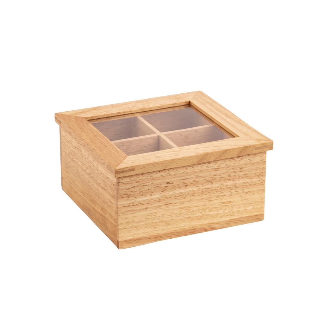 OLYMPIA MINI HEVEA WOOD TEA BOX WITH LID