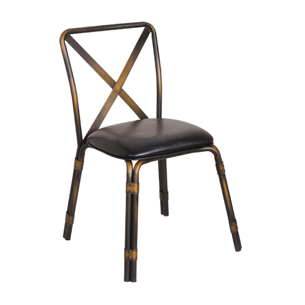 BOLERO ANTIQUE COPPER STEEL CHAIRS WITH BLACK SEAT