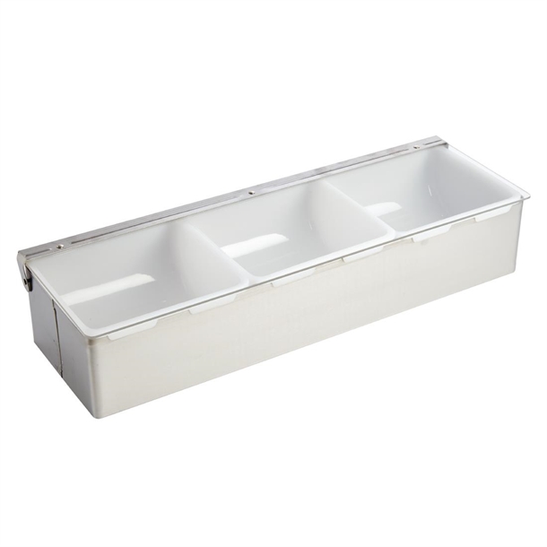 CONDIMENT DISPENSER S/S - 3 COMPARTMENT