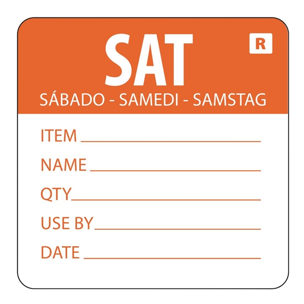 SAT (ITEM,NAME,QTY,USEBY , DATE)  ROLL 500 REMOVAB