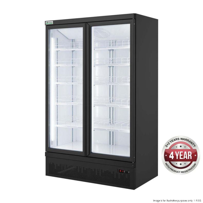 LARGE BLACK 2 DOOR DRINK FRIDGE