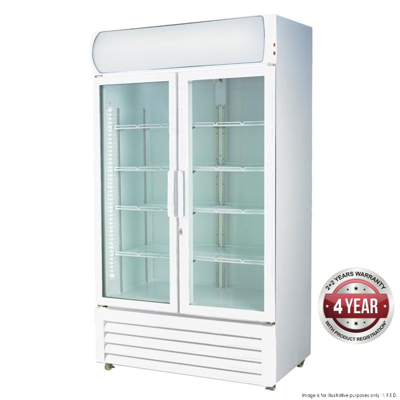 1000LT 2 GLASS DOOR DRINK FRIDGE (WHITE )THERMASTE