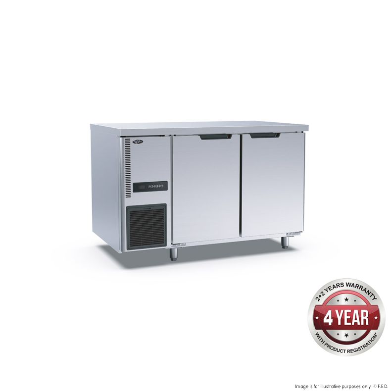 S/S DOUBLE DOOR BENCH FRIDGE 1200 X 700 X 865