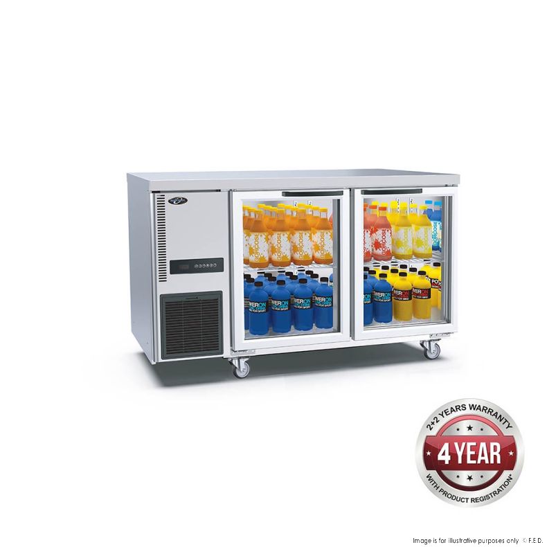 700 SERIES 2 GLASS DOOR FRIDGE  1500X 700 X 850