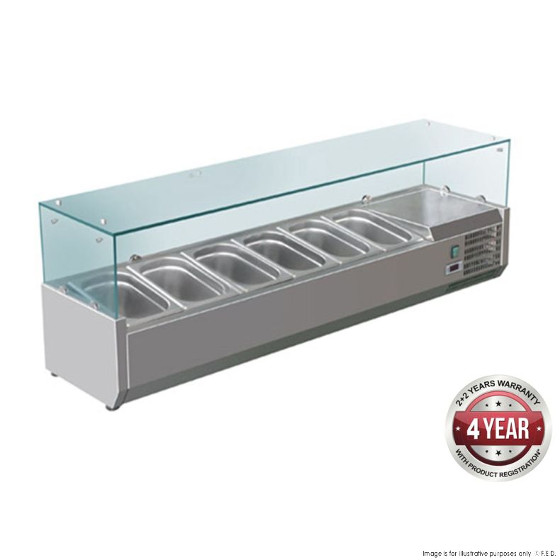 X FLAT GLASS SALAD BENCH (HOLDS 6 1/3 PANS ) 1500