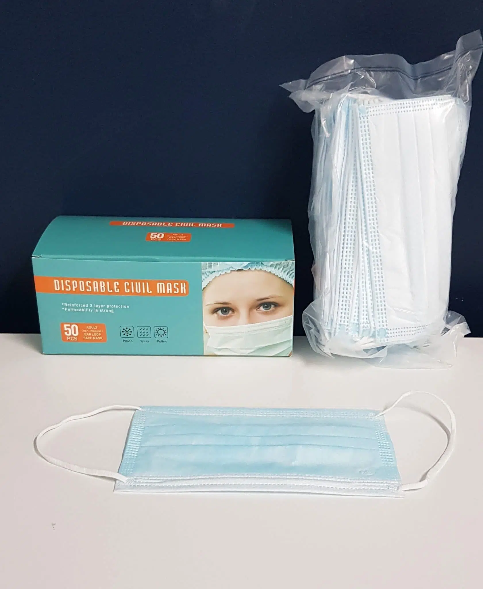 DISPOSABLE FACE MASK (3 LAYER) PKT 50