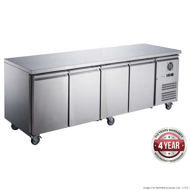 FED-X S/S FOUR DOOR BENCH FRIDGE